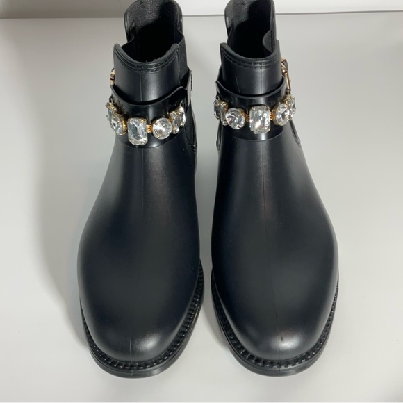 Henry Ferrera Marsala Women’s Black Gem Embellished Short Rain Boots Size 8. - Picture 5 of 16